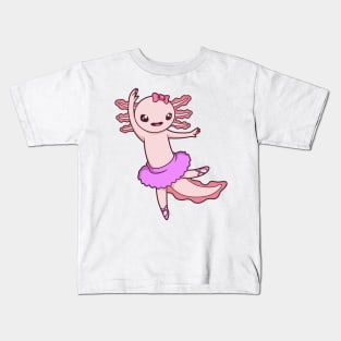 Comic Axolotl dances ballet - Ballerina Kids T-Shirt